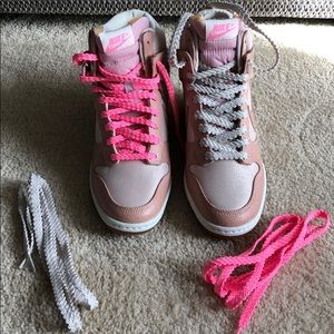 “ New” Nike Sky Hi Pink with Gum sole